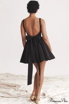 Florianne Black Stylish Bow Mini Dress image 11