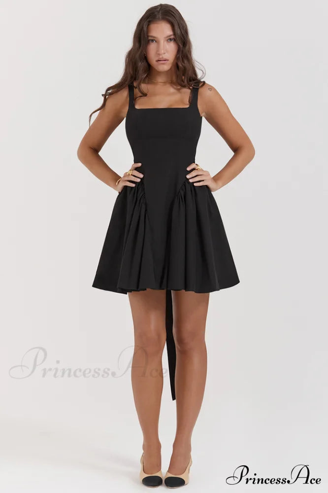 Florianne Black Stylish Bow Mini Dress image 4