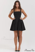 Florianne Black Stylish Bow Mini Dress image 4