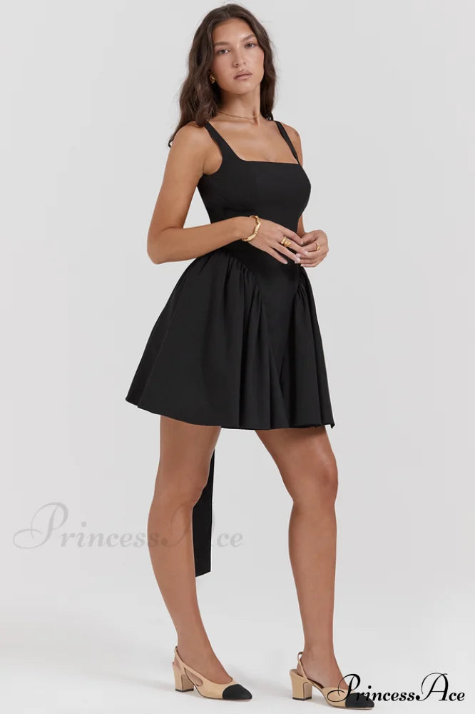 Florianne Black Stylish Bow Mini Dress image 5