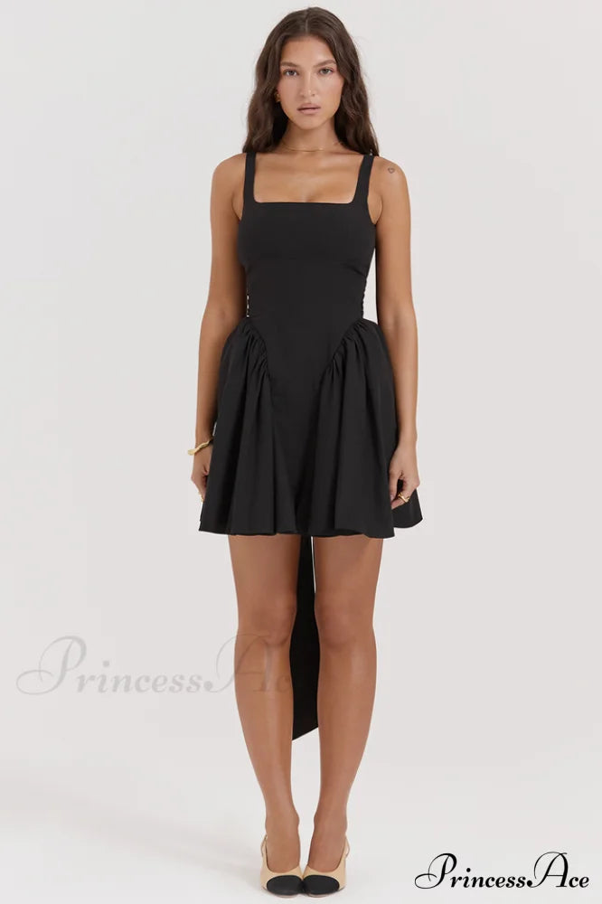 Florianne Black Stylish Bow Mini Dress image 3