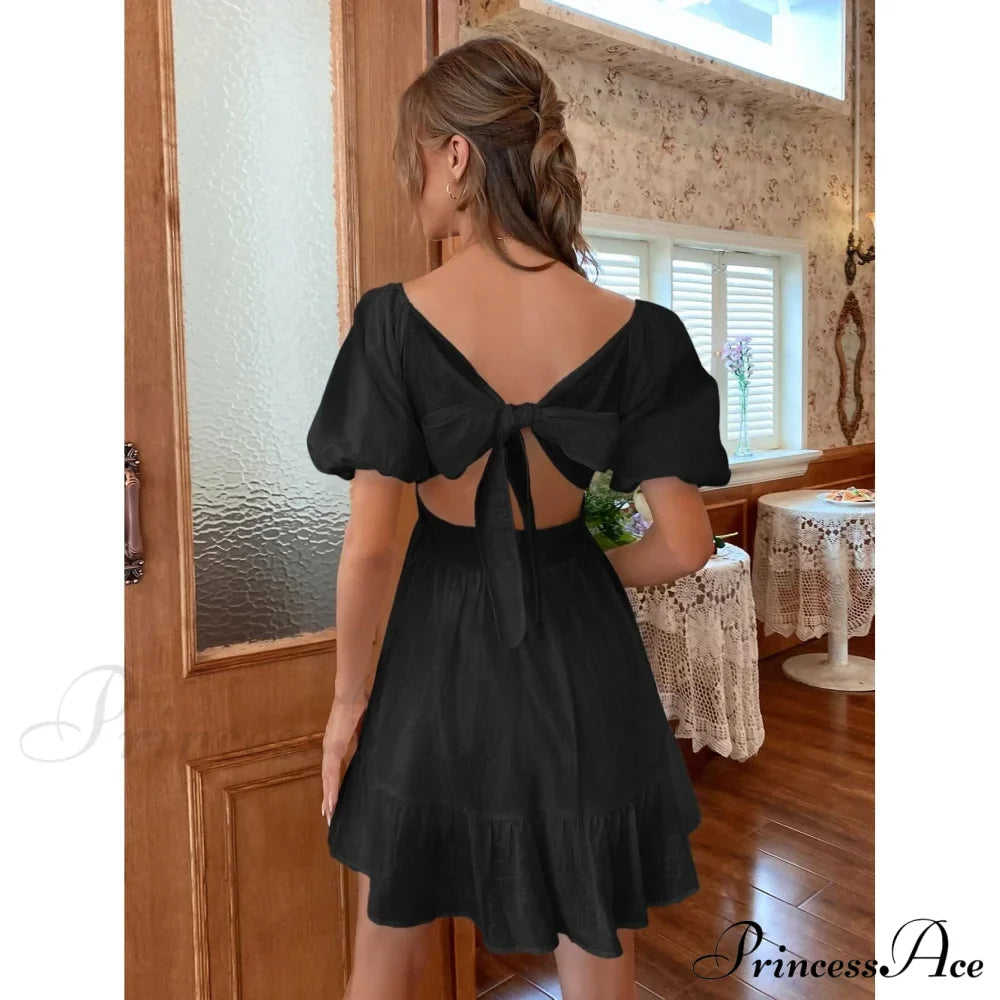 Flounce Hem Dress with Tie Back image 2