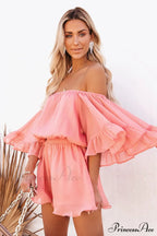 Flounced Sleeve Stylish Off Shoulder Romper image 12