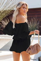 Flounced Sleeve Stylish Off Shoulder Romper image 16