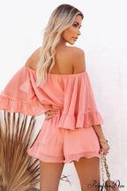 Flounced Sleeve Stylish Off Shoulder Romper image 13