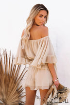 Flounced Sleeve Stylish Off Shoulder Romper image 8
