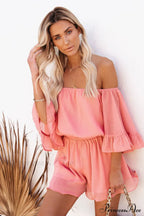 Flounced Sleeve Stylish Off Shoulder Romper image 11