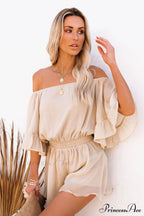 Flounced Sleeve Stylish Off Shoulder Romper image 7