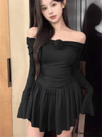 Flower Bodycon Ruffled Off Shoulders Casual Slim Mini Dress image 6