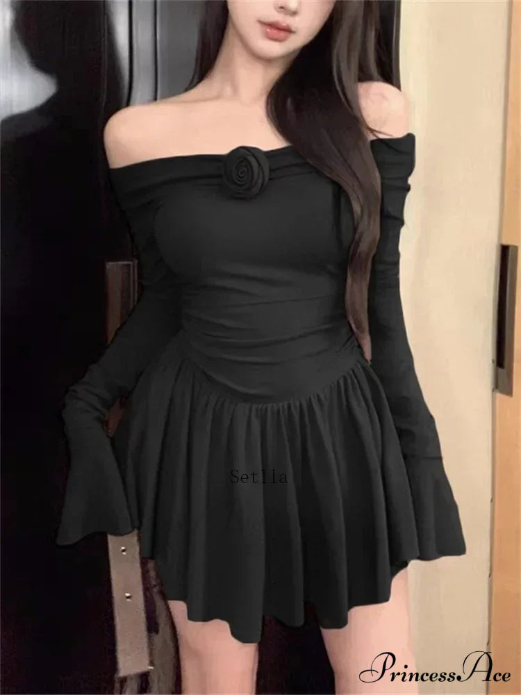 Flower Bodycon Ruffled Off Shoulders Casual Slim Mini Dress image 4