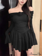 Flower Bodycon Ruffled Off Shoulders Casual Slim Mini Dress image 4