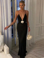 Flower Deep V-Neck Maxi Party Dress image 7