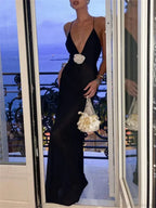Flower Deep V-Neck Maxi Party Dress image 2