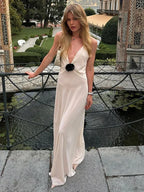 Flower Deep V-Neck Maxi Party Dress image 6