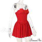 Flower Embroidery Stylish Strapless Mini Dress image 10