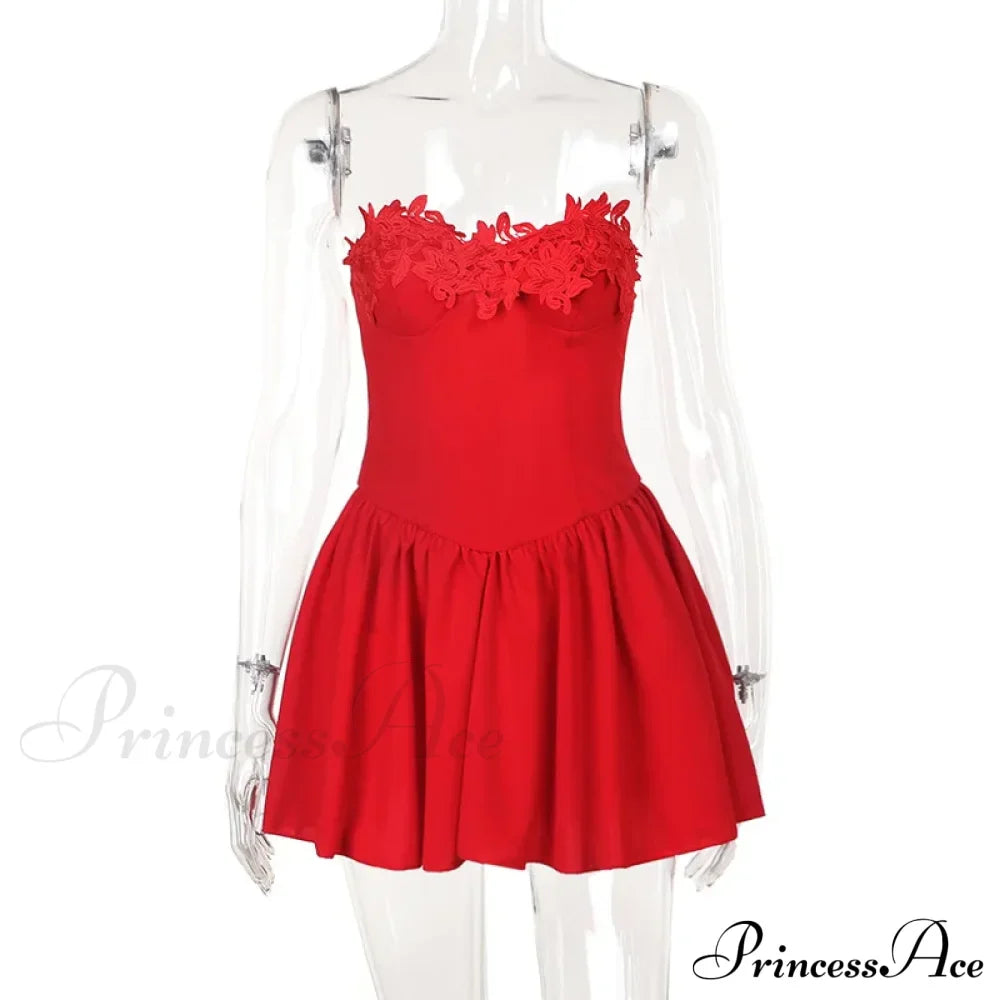 Flower Embroidery Stylish Strapless Mini Dress image 9