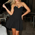 Flower Embroidery Stylish Strapless Mini Dress image 7