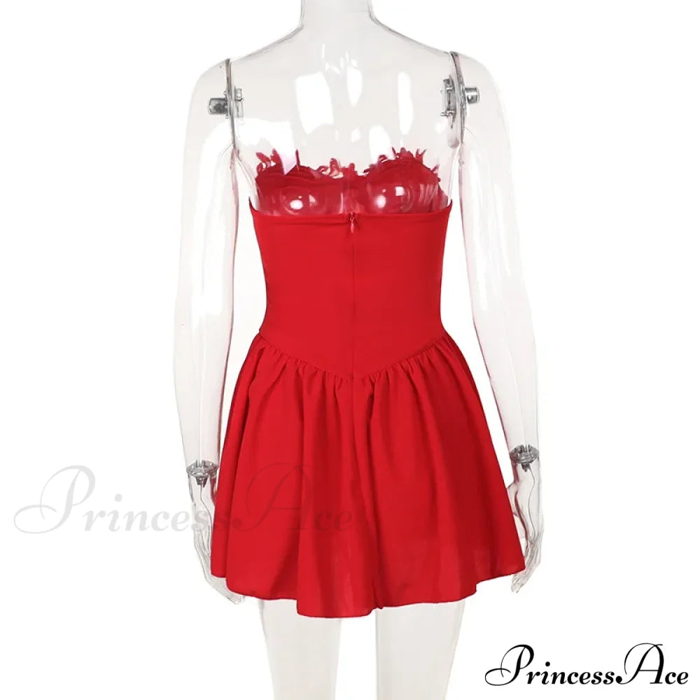 Flower Embroidery Stylish Strapless Mini Dress image 11