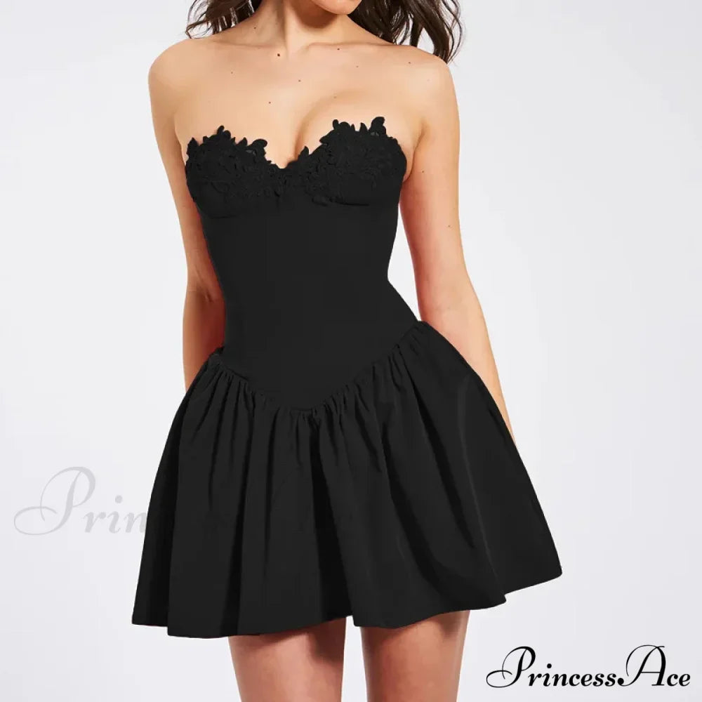 Flower Embroidery Stylish Strapless Mini Dress image 6
