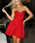 Flower Embroidery Stylish Strapless Mini Dress image 1