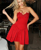 Flower Embroidery Stylish Strapless Mini Dress image 1