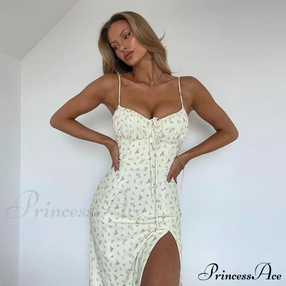 Flower Fields Slip Charming Floral Split Midi Dress image 5