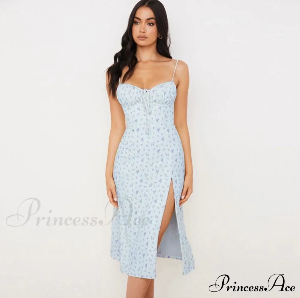 Flower Fields Slip Charming Floral Split Midi Dress image 1