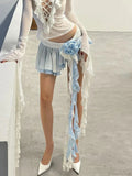Flower Lace Mini Skirt Asymmetrical Ruffle High Street Skirt image 1