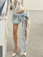 Flower Lace Mini Skirt Asymmetrical Ruffle High Street Skirt image 1