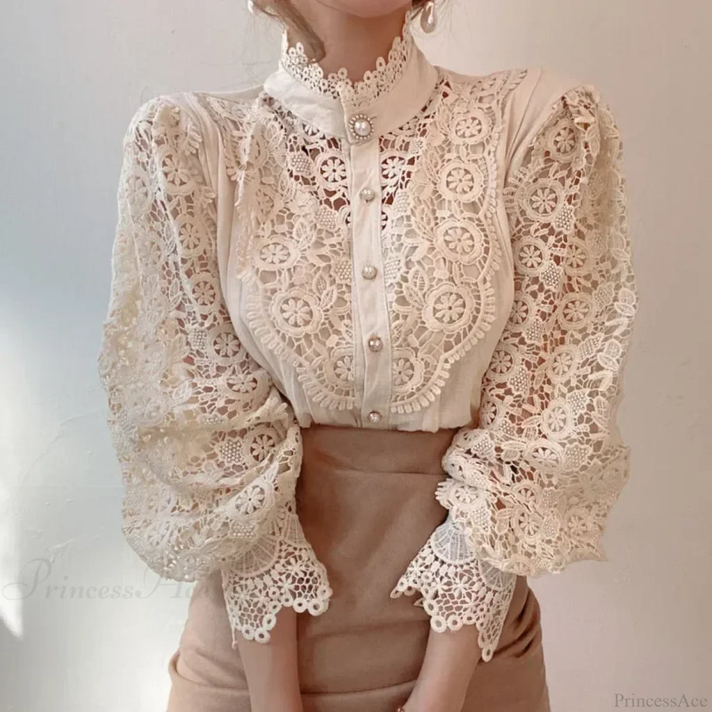 Flower Lace Patchwork Petal Sleeve Blouse image 1