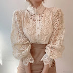 Flower Lace Patchwork Petal Sleeve Blouse image 1