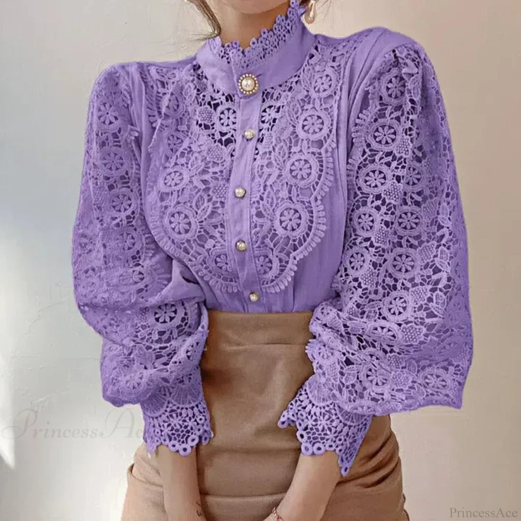Flower Lace Patchwork Petal Sleeve Blouse image 8