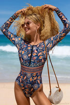 Flower Long Sleeve Beach Swimsuit One Piece image 3