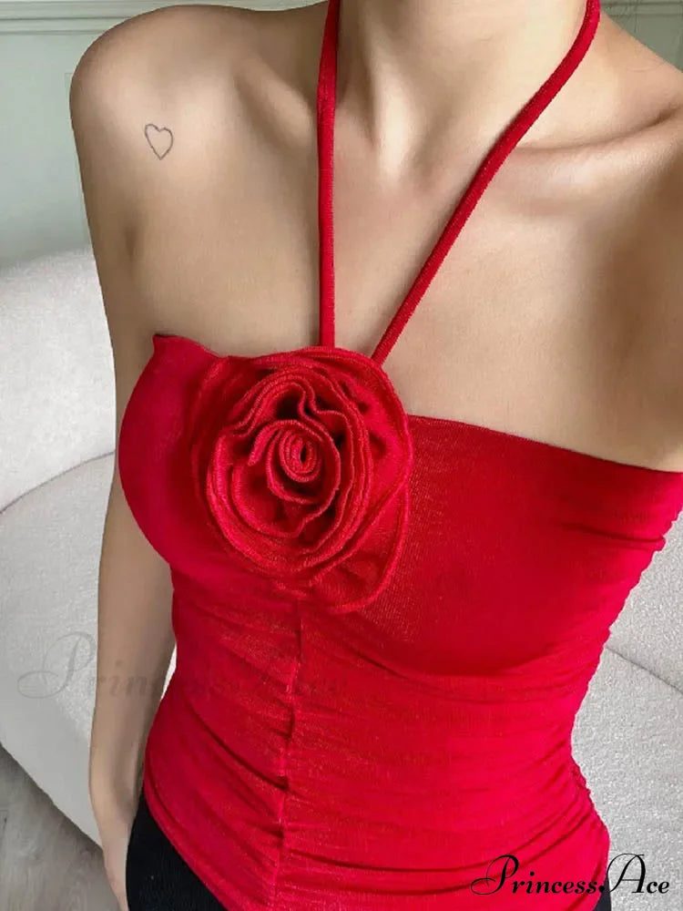 Flower Patchwork halter Tubes Off Shoulder Backless Tank Sexy Women Off Shoulder Ruched Black Mini Vests Tank top image 5