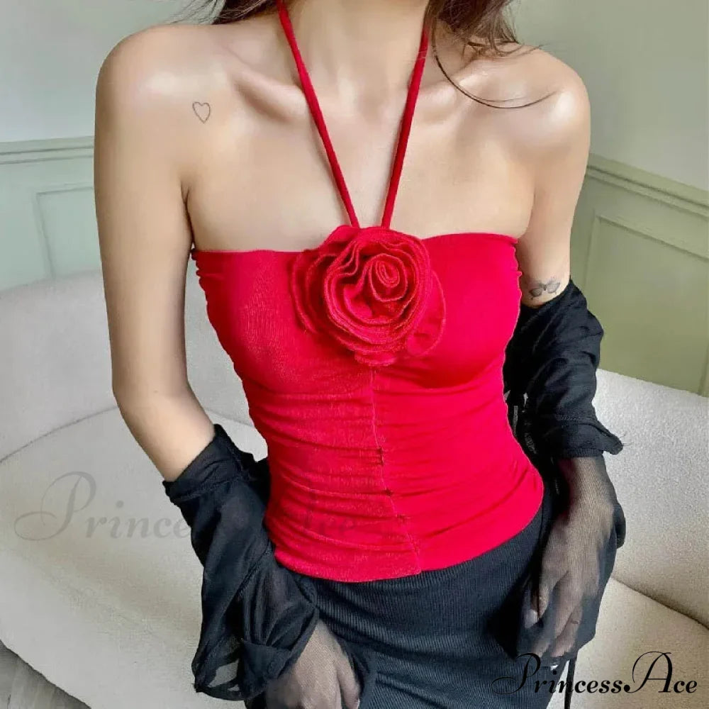 Flower Patchwork halter Tubes Off Shoulder Backless Tank Sexy Women Off Shoulder Ruched Black Mini Vests Tank top image 8
