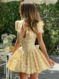 Flower Print Deep V-Neck Mini Dress image 7