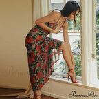 Flower Print Mesh Charming Slip Maxi Dress image 10