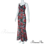 Flower Print Mesh Charming Slip Maxi Dress image 14