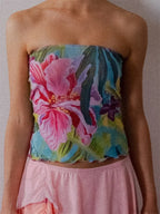 Flower Print Strapless Backless Tube Crop Top image 5