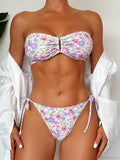 Flower Printed Bandeau Bikini Set image 1
