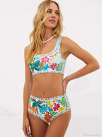Flower Tree High Waist Bikini Two Piece Set image 2