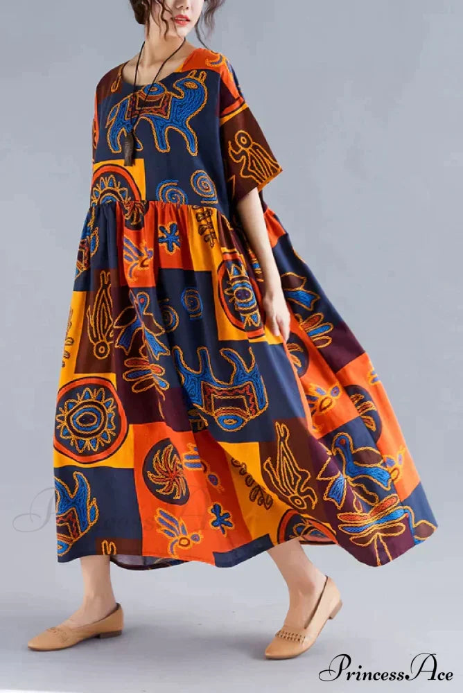 Flowered Gown Full-Length Cotton Bohemian in Fabric image 2