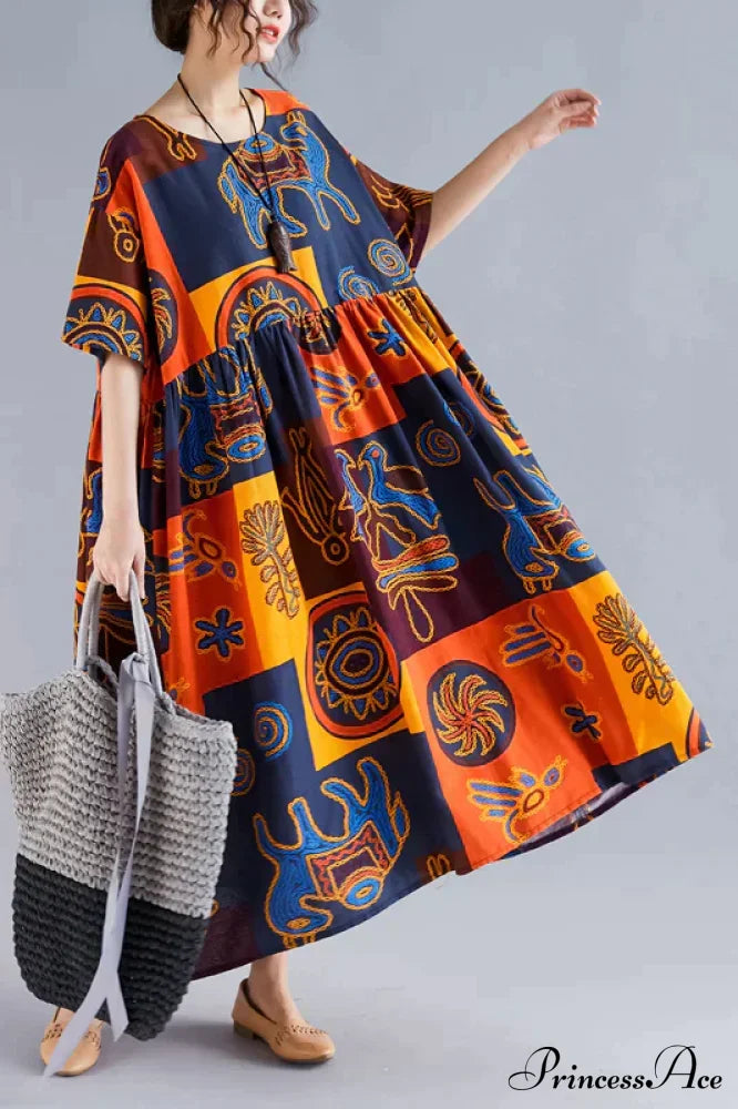 Flowered Gown Full-Length Cotton Bohemian in Fabric image 1