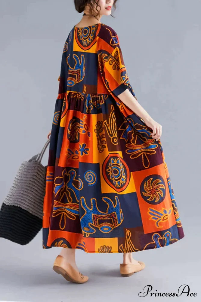 Flowered Gown Full-Length Cotton Bohemian in Fabric image 3