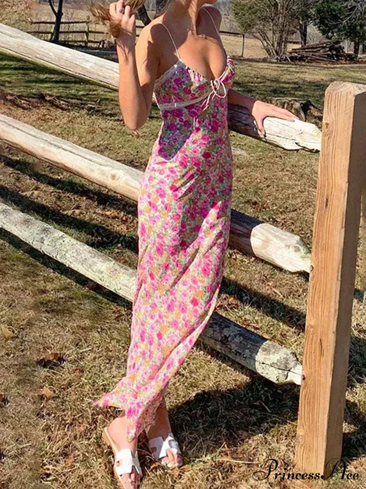 Flowers Spaghetti Straps Maxi Dress image 5