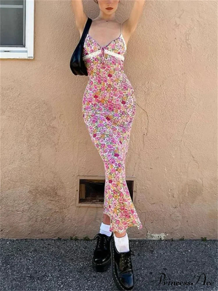 Flowers Spaghetti Straps Maxi Dress image 2