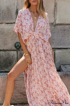 Flowy Leopard Printed Backless Modern Deep V Beach Maxi Dress image 2