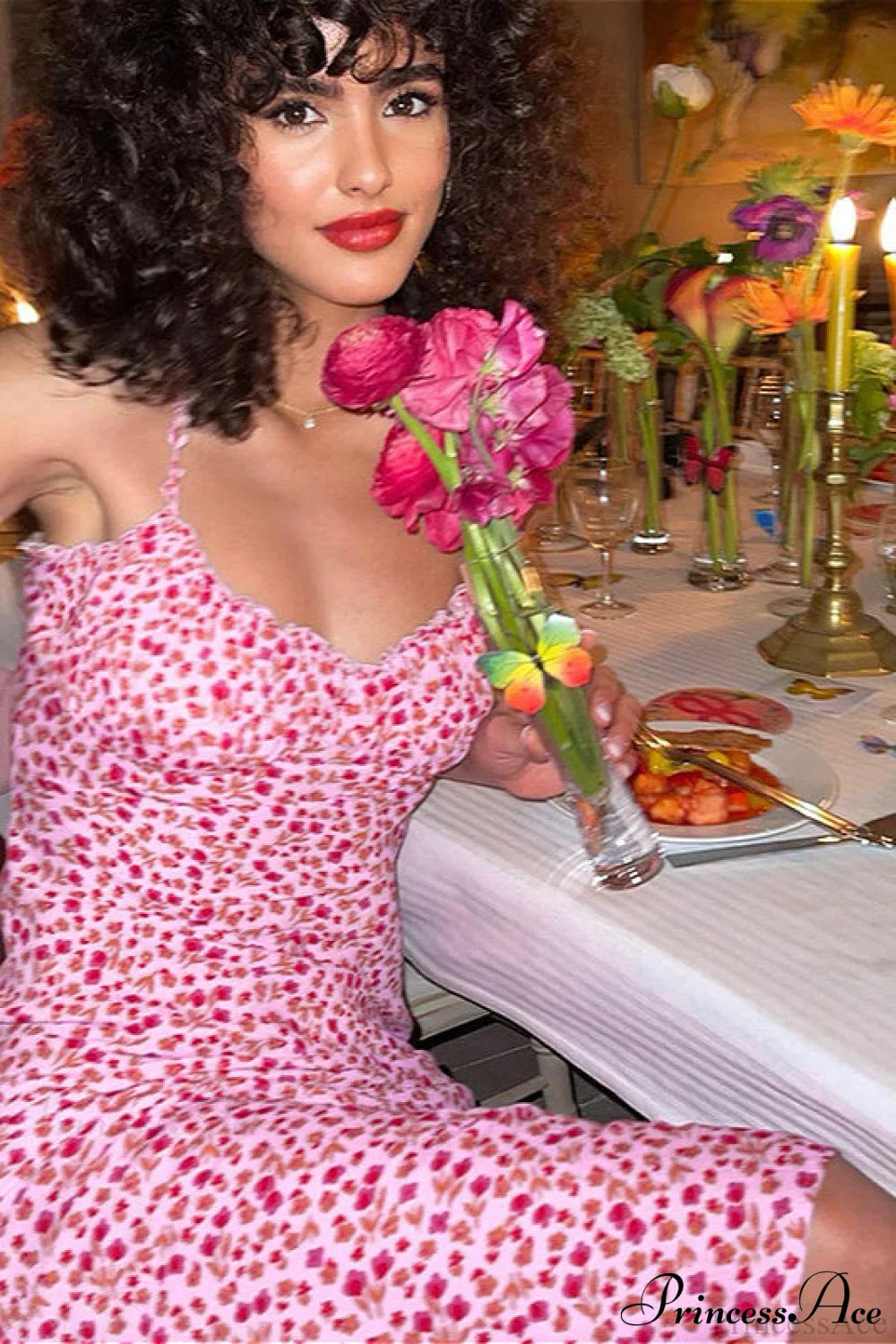 Flowy Spaghetti Strap Floral Dress image 4