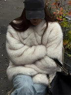 Fluffy Faux Fur Lapel Short Overcoat image 2