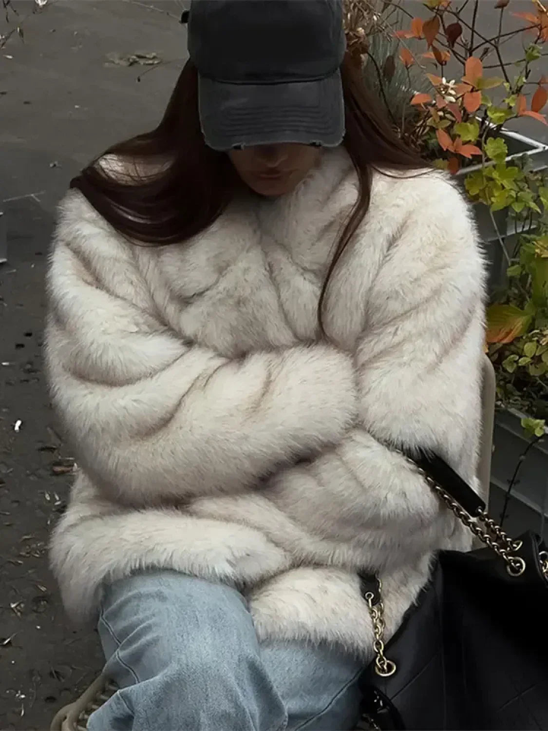 Fluffy Faux Fur Lapel Short Overcoat image 2